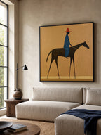 Vintage Style Horse And Rider Painting Original Canvas Art For Modern Living Room Decor-SJ#0242