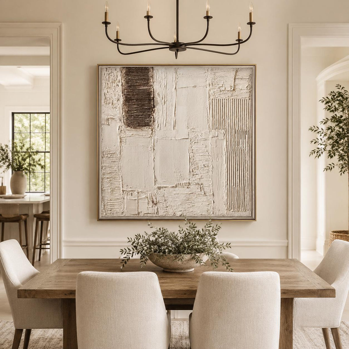 Hand Painted Textured Wall Art, Neutral Abstract Canvas Painting, Large Cream Brown Organic Modern Decor - #SJ0330
