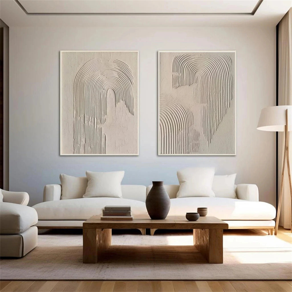 Beige & Brown Abstract Set of 2-#SJ0317