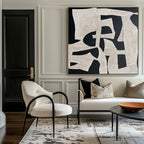Large Black White Abstract Painting Contemporary Textured Wall Art Modern Minimalist Canvas - View 4 | Seegart Abstract Art