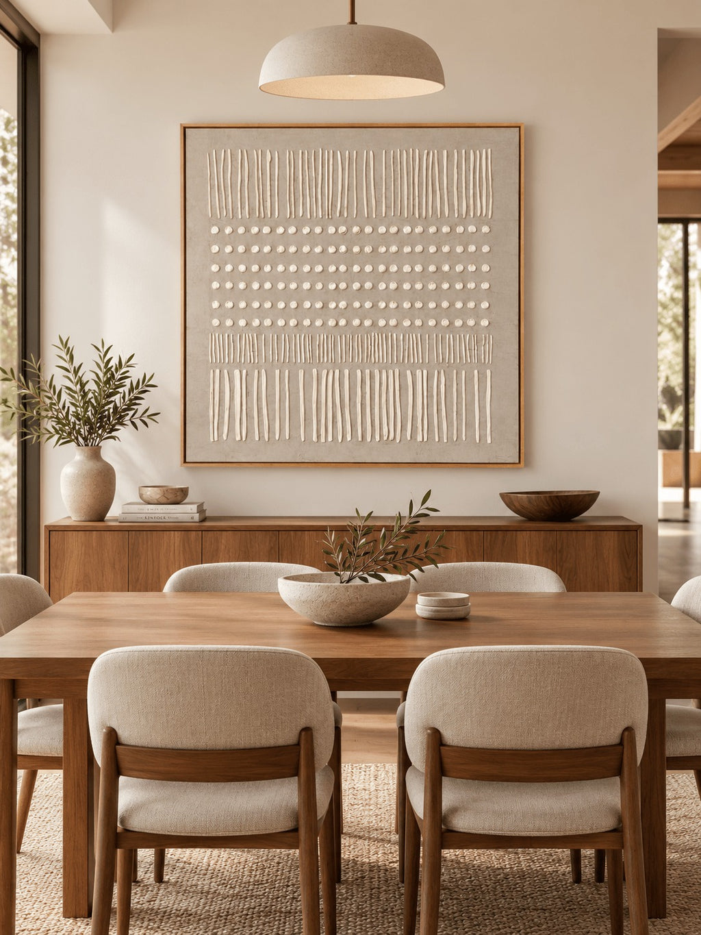 Wabi-Sabi Minimalist Wall Art – Beige Textured Geometric Painting – SJ#0050