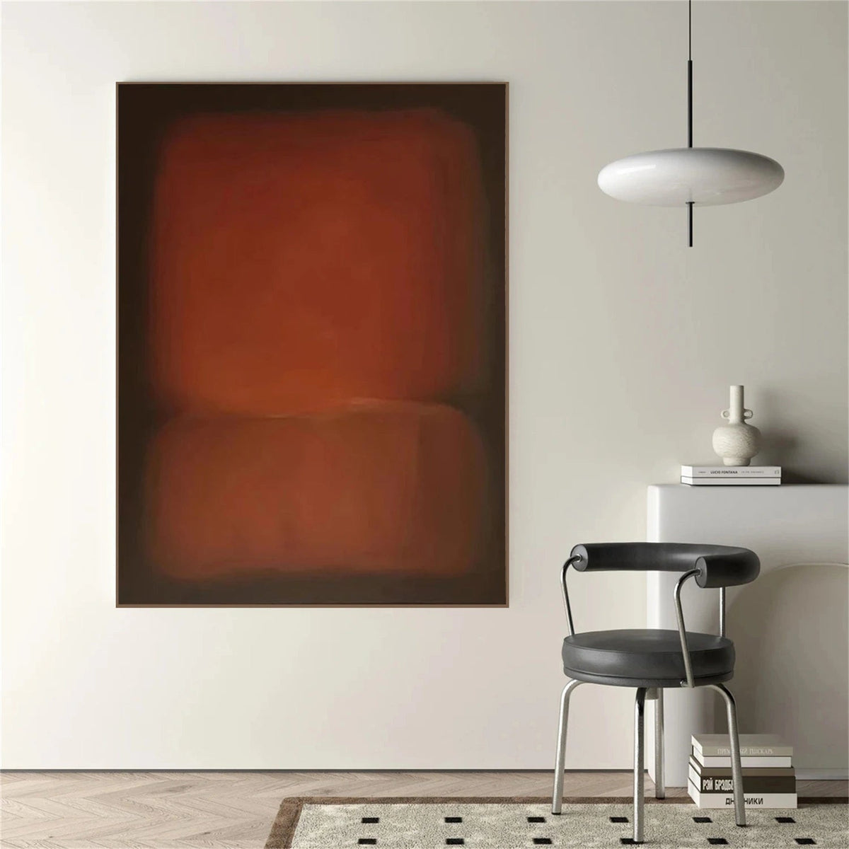 Large Moody Rust Abstract Canvas Art Mark Rothko Style Oil Painting Mid-century Modern Wall Art