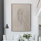 Textured Beige Arch Painting Large White Minimalist Wall Art Contemporary Canvas Art for Living Room - SJ#0308