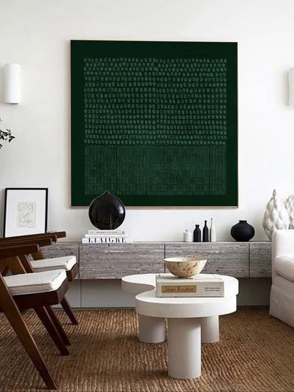 Green Textured Plaster Wall Art Square – SJ#0012