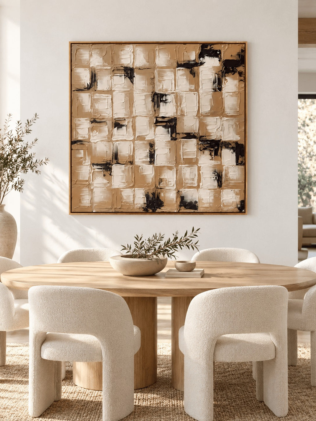 Wabi-Sabi Earth Tone Wall Art _ Textured Geometric Wall Art – SJ#0047