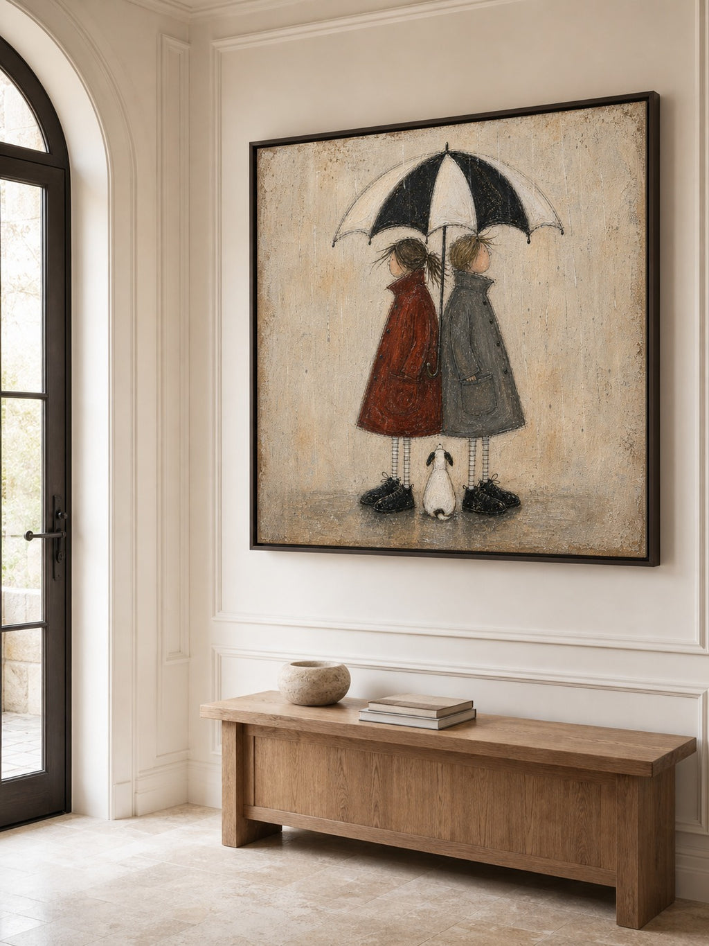 Couple Wall Art Romantic Umbrella Oil Painting For Wedding Gift Decor-SJ#0183