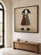 Couple Wall Art Romantic Umbrella Oil Painting For Wedding Gift Decor-SJ#0183