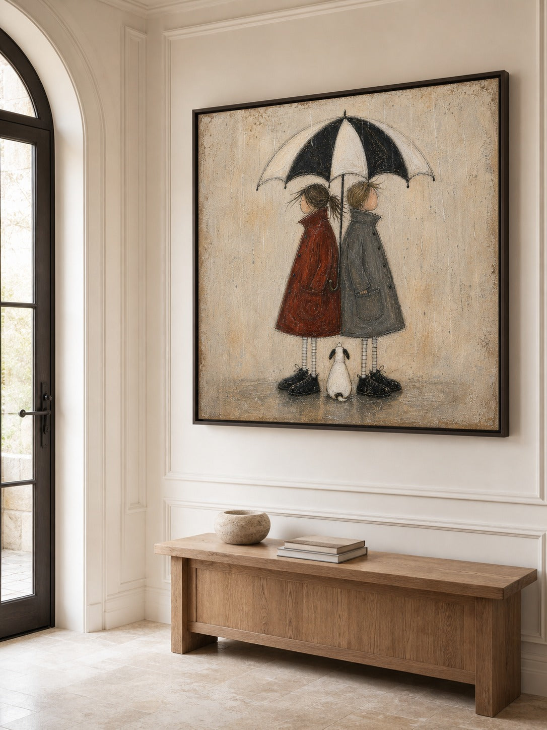 Couple Wall Art Romantic Umbrella Oil Painting For Wedding Gift Decor-SJ#0183