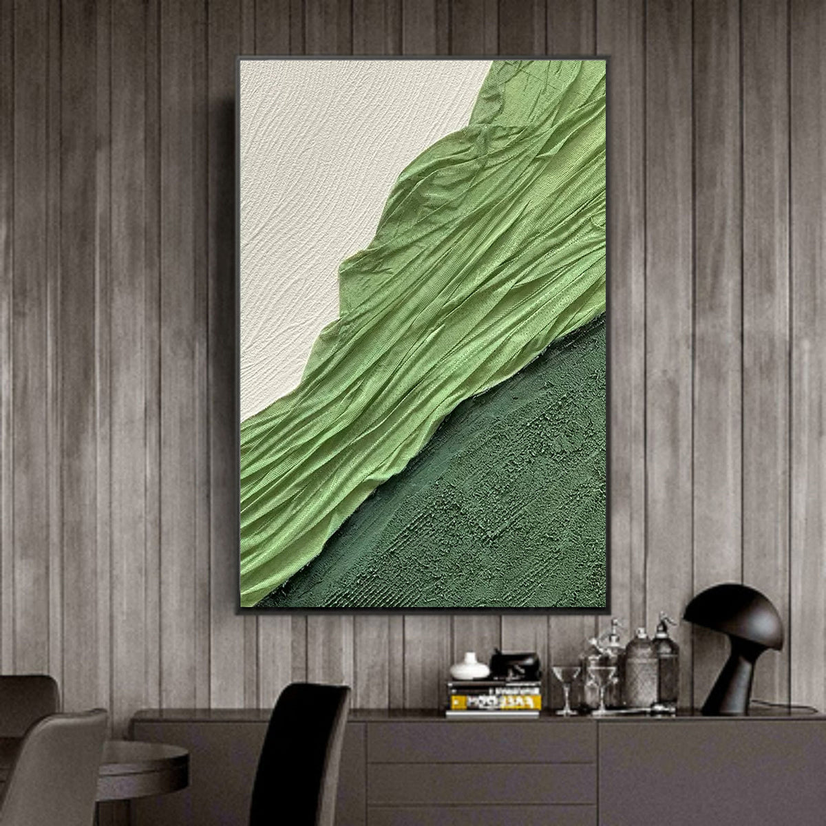 Green Abstract Art on Canvas Green-SJ#0174