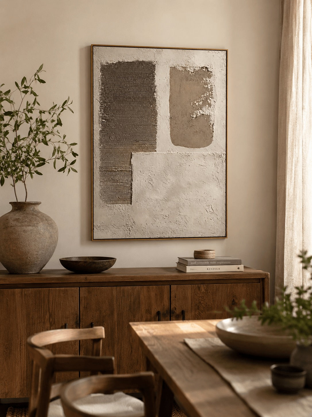 Wabi-Sabi Textured Geometric Wall Art – SJ#0091