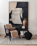 Large Minimalist Abstract Painting Black Gray Minimalist Painting On Canvas-#SJ0320