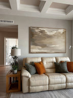 Large Minimalist Brown Landscape Painting Beige Br-SJ#0213