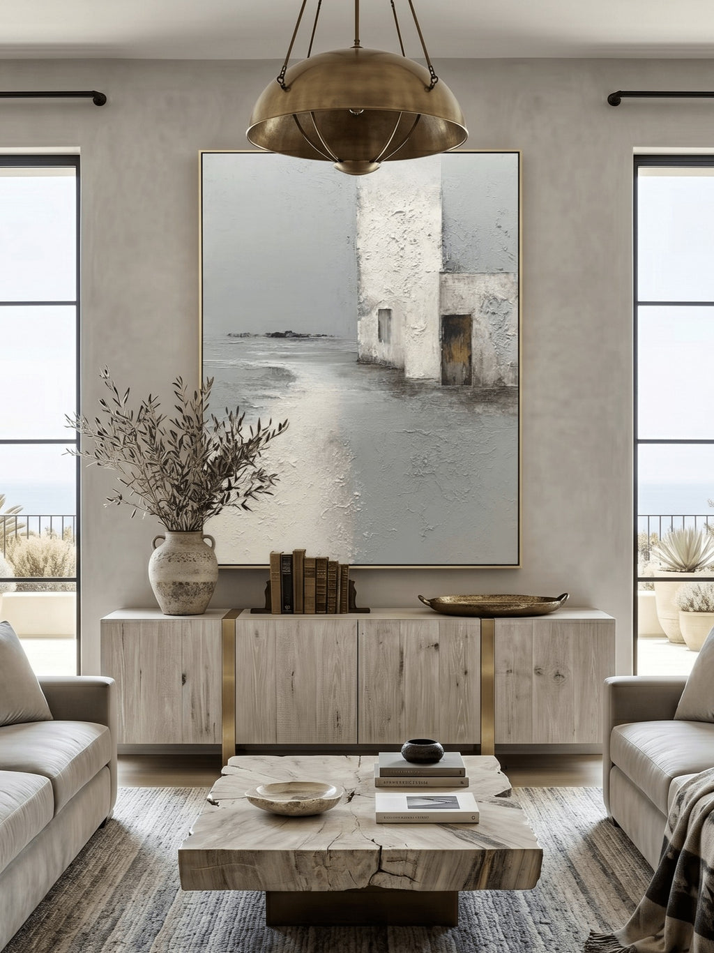 Wabi-Sabi Abstract Painting _ Minimalist Coastal Architecture Wall Art – SJ#0077