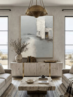 Wabi-Sabi Abstract Painting _ Minimalist Coastal Architecture Wall Art – SJ#0077