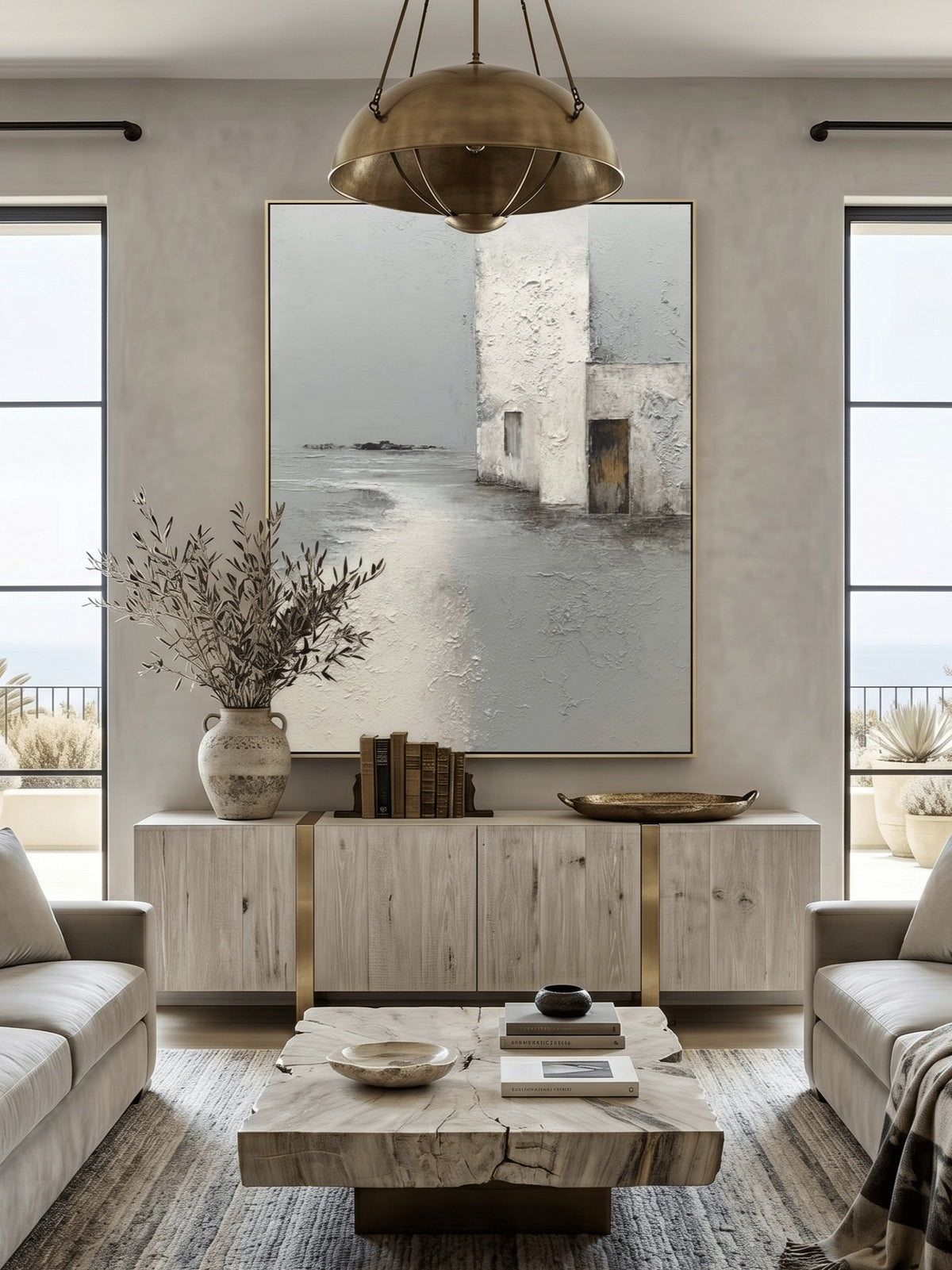 Wabi-Sabi Abstract Painting _ Minimalist Coastal Architecture Wall Art – SJ#0077