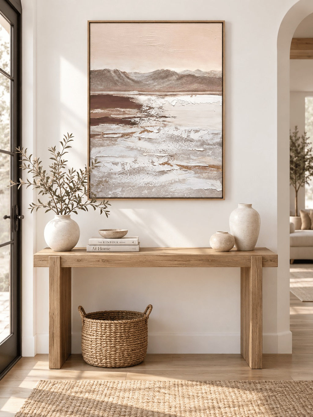 Wabi-Sabi Textured Wall Art _ Vertical Neutral Mountain Wall Art –SJ#0116