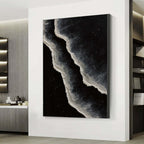 Minimalist Original Black And White Wave Painting Bl-SJ#0206
