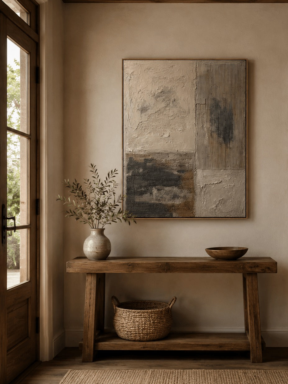Beige & Black Wabi-Sabi Wall Art – SJ#0066