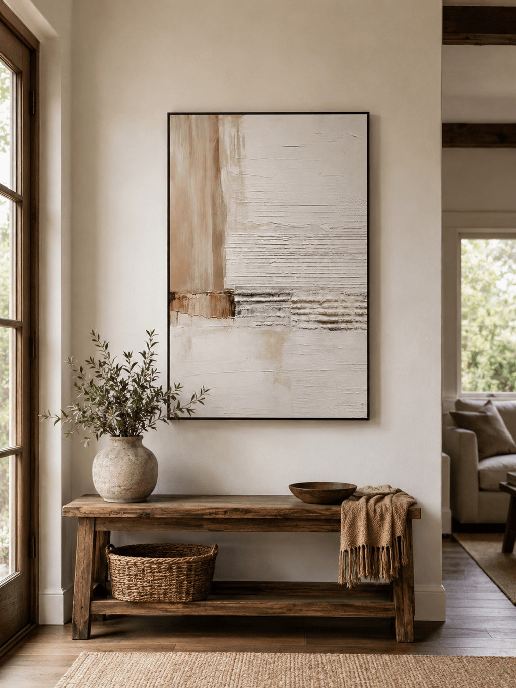 Neutral Textured Abstract Wall Art _ Wabi Sabi Painting – SJ#0101