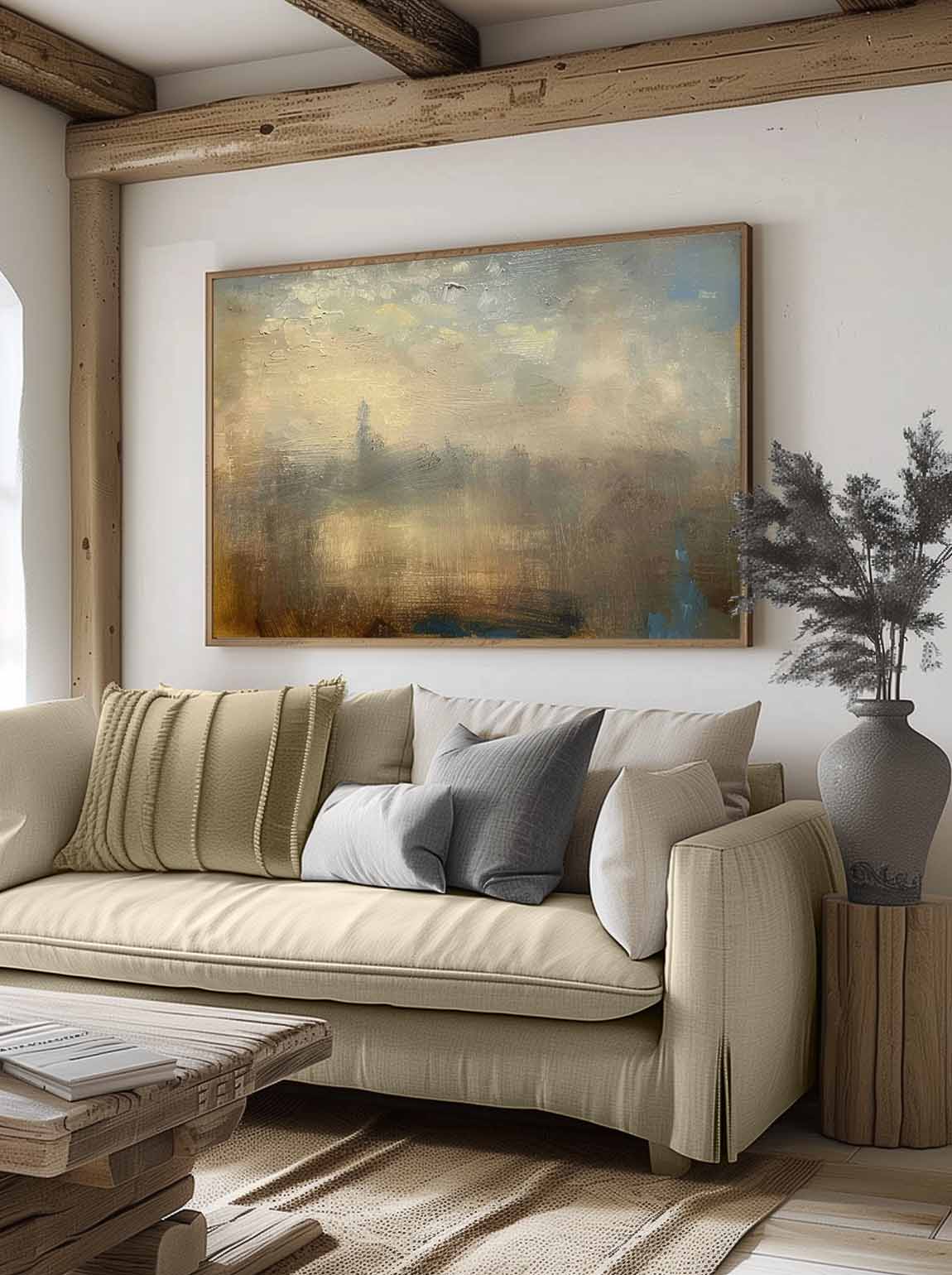 Original Vintage Landscape Oil Painting Vintage Ab-SJ#0260