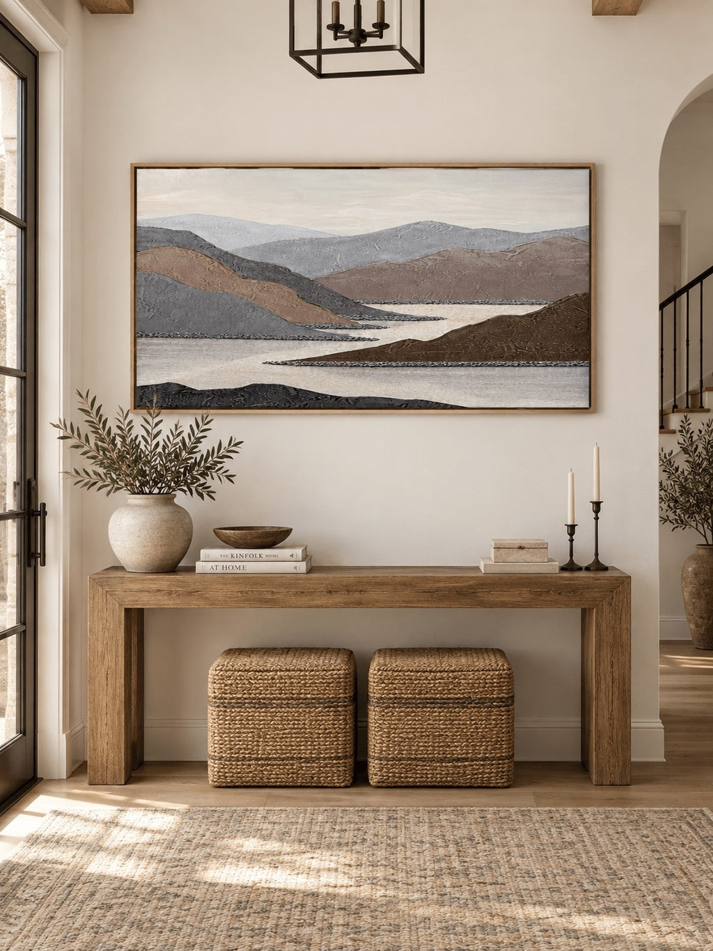 Neutral Mountain Landscape Wall Art _ Textured Landscape Painting – SJ#0142