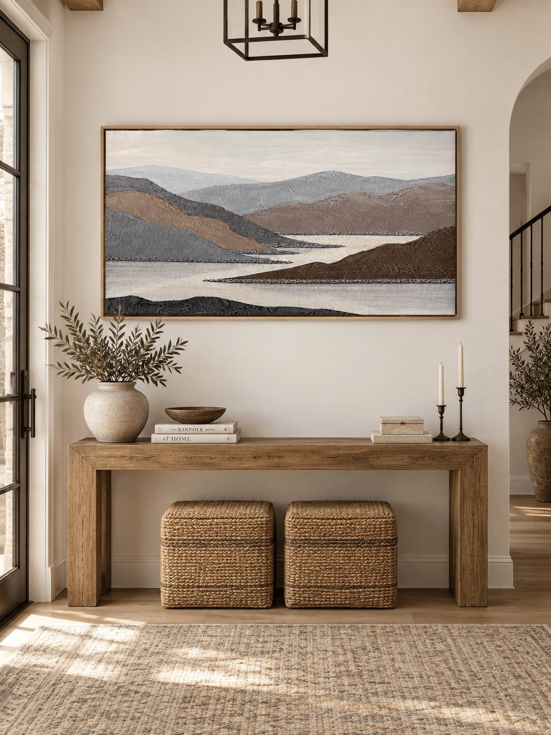 Neutral Mountain Landscape Wall Art _ Textured Landscape Painting – SJ#0142