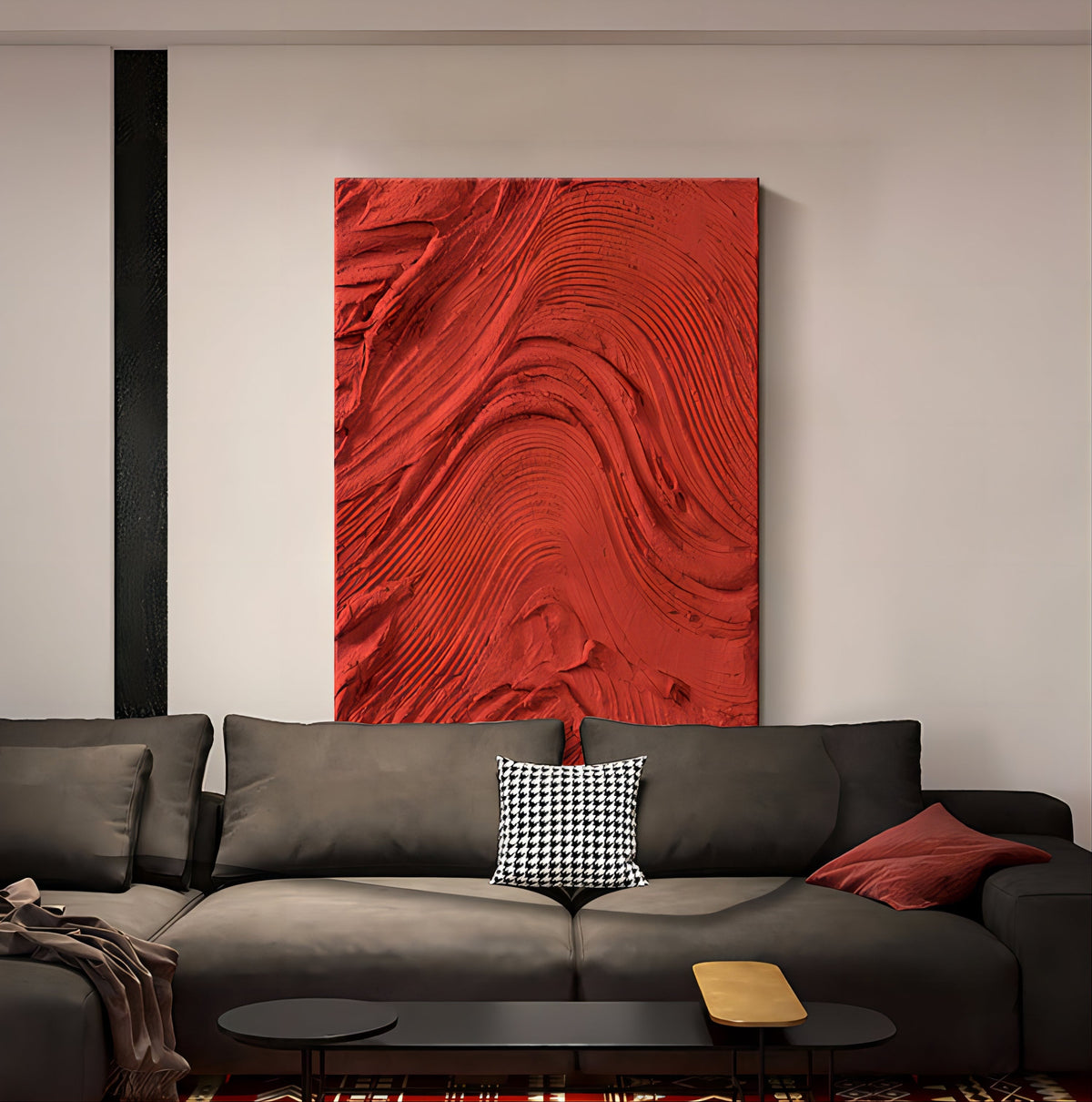 Red 3D Abstract Art Heavy Textured-SJ#0173