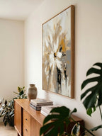 Gold Abstract Floral Wall Art, Neutral Abstract Floral Painting - View 5 | Seegart Abstract Art