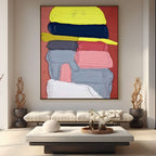 Large Colorful 3D Textured Acrylic Plaster Abstract Modern Wall Art Painting-SJ#0340