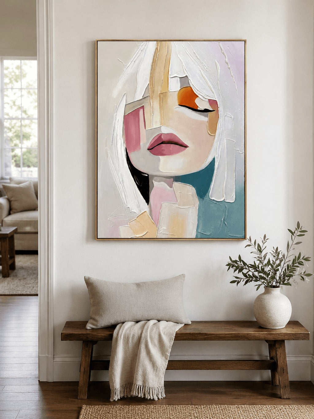 Textured Abstract Woman Portrait Wall Art -SJ#0346