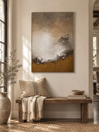 Wabi-Sabi Abstract Painting _ Earth-Tone Shoreline Wall Art – SJ#0097