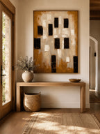 Earth Tone Textured Geometric Wall Art _ Wabi Sabi Painting – SJ#0108