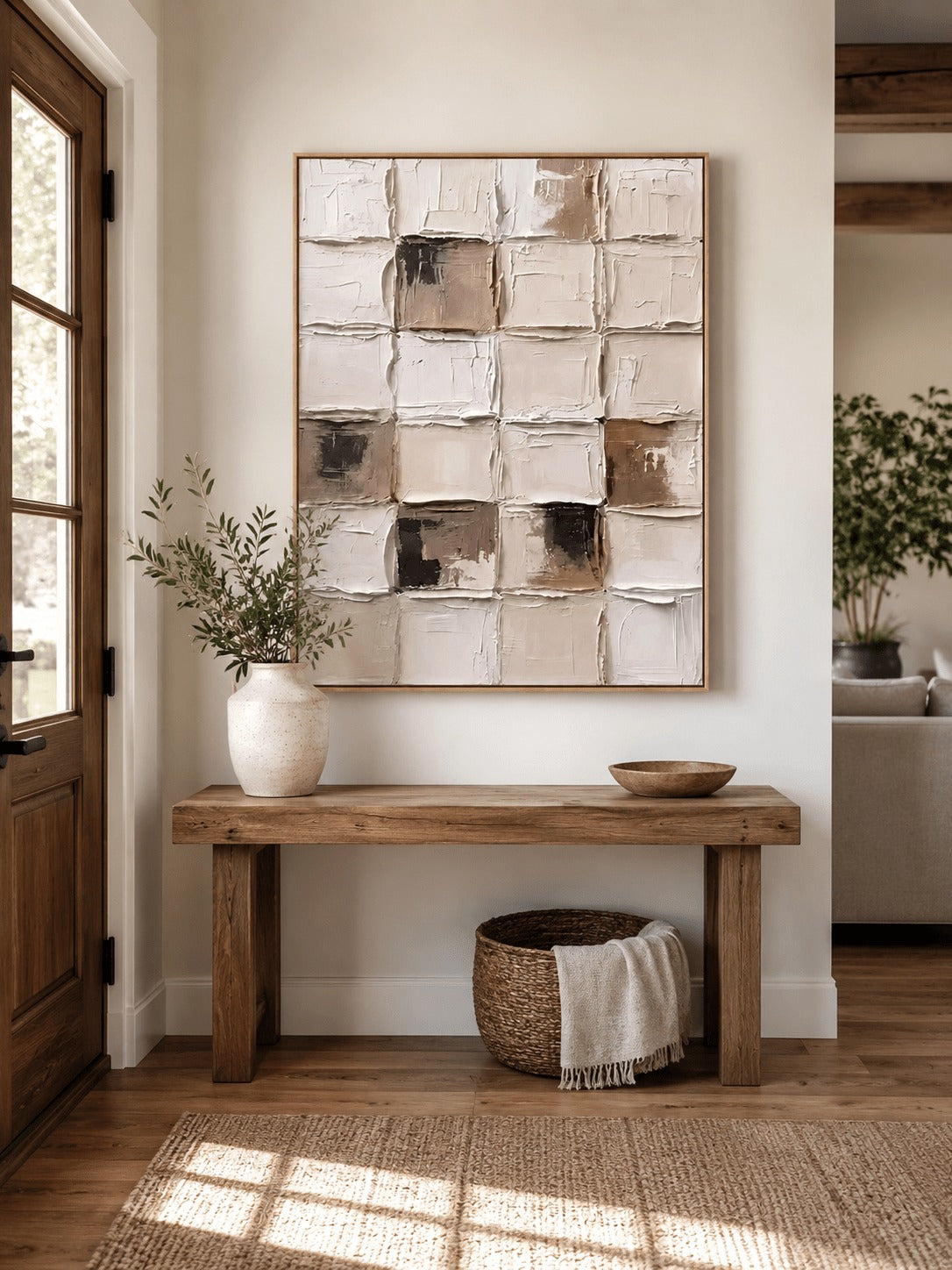 Neutral Textured Geometric Wall Art _ Wabi Sabi Painting –SJ#0107