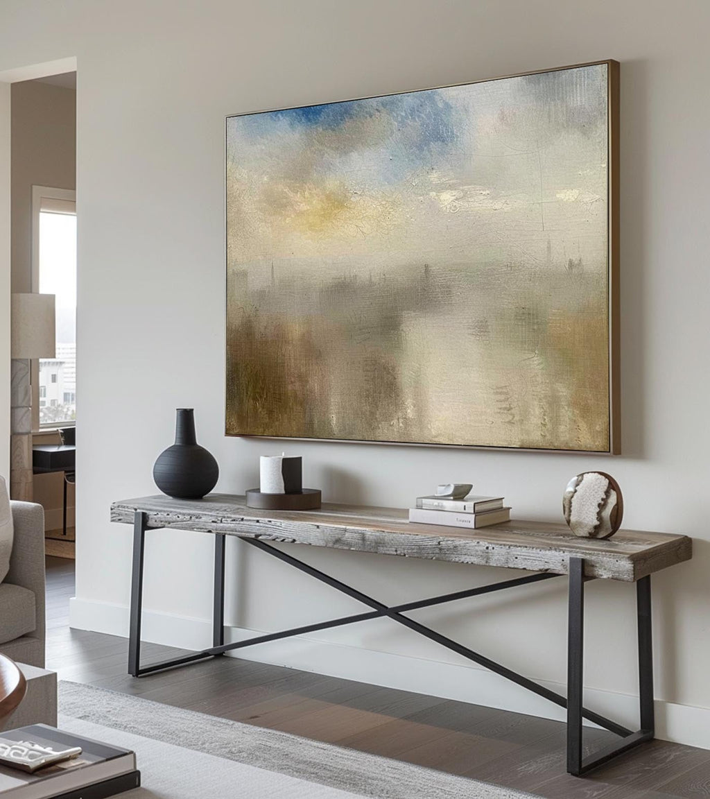 Vintage Abstract Mountain Oil Painting Original La-SJ#0262