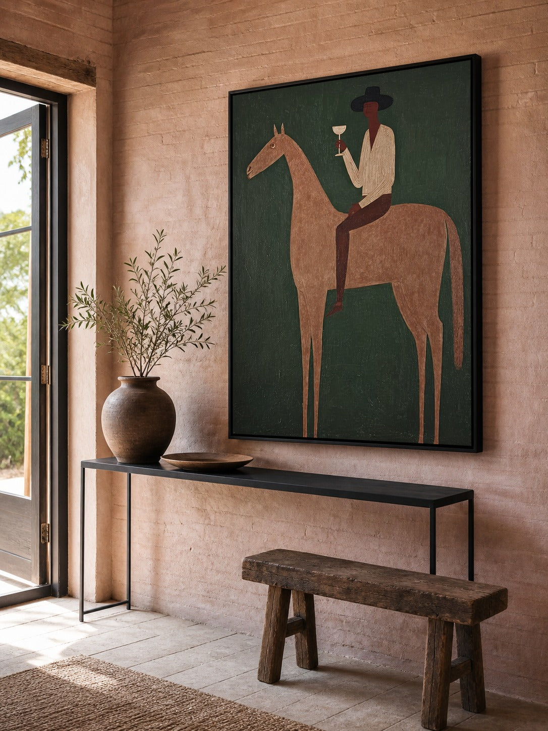 Vintage Equestrian Art Print Featuring Gentleman On Horse With Green Background For Living Room Deco - View 5 | Seegart Abstract Art