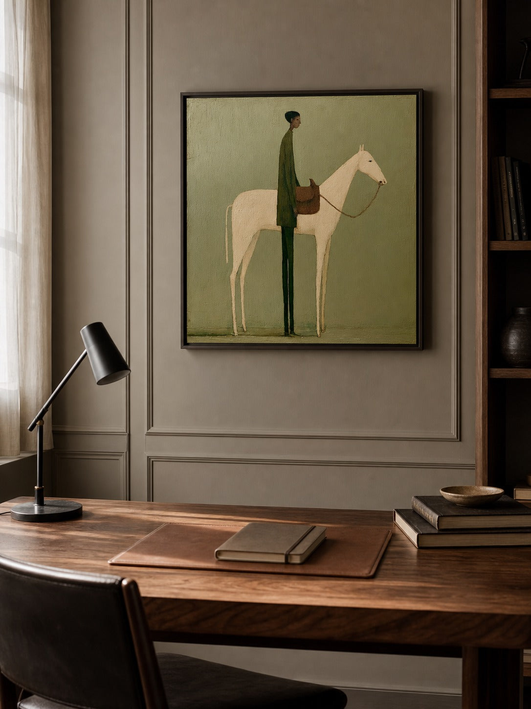 Vintage Figure And Horse Oil Painting Minimalist Horse And Figure Hand-Painted Wall Art - View 5 | Seegart Abstract Art