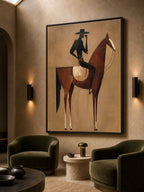 Vintage Minimalist Horse Painting Framed Cowboy Canvas Wall Art For Bedroom Sanctuary-SJ#0233