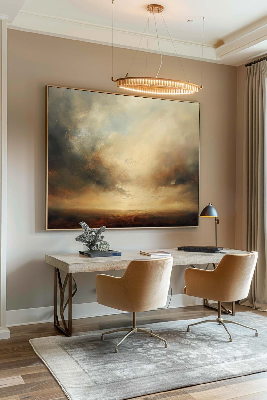 Vintage Moody Seascape Paintings Retro Wabi Sabi L-SJ#0264
