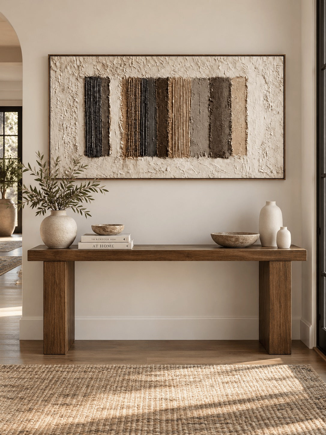 Earth Tone Horizontal Textured Wall Art _ Wabi-Sabi Textured Wall Art – SJ#0137