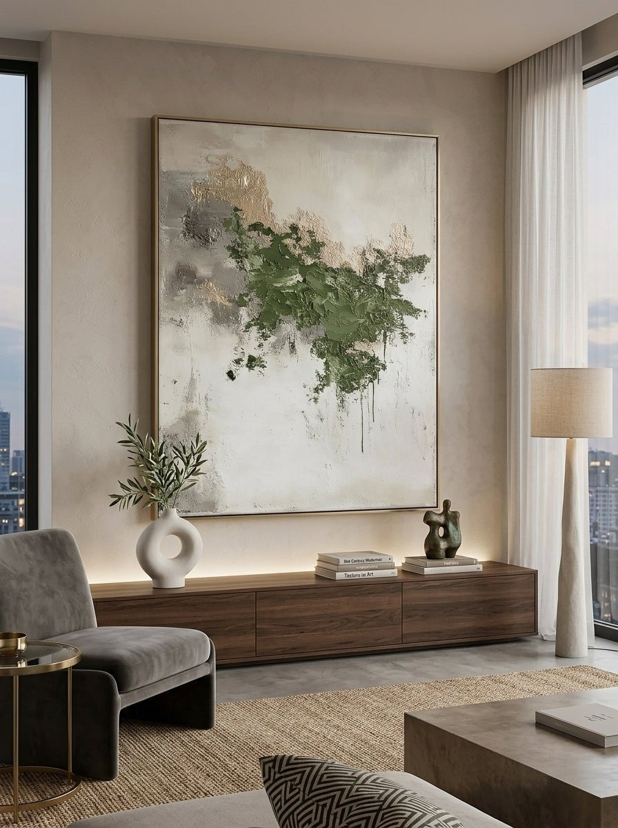 Wabi-Sabi Sage Green Abstract Wall Art – SJ#0070