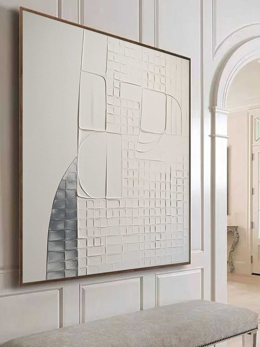 White Minimalist Architectural Painting – SJ#0024