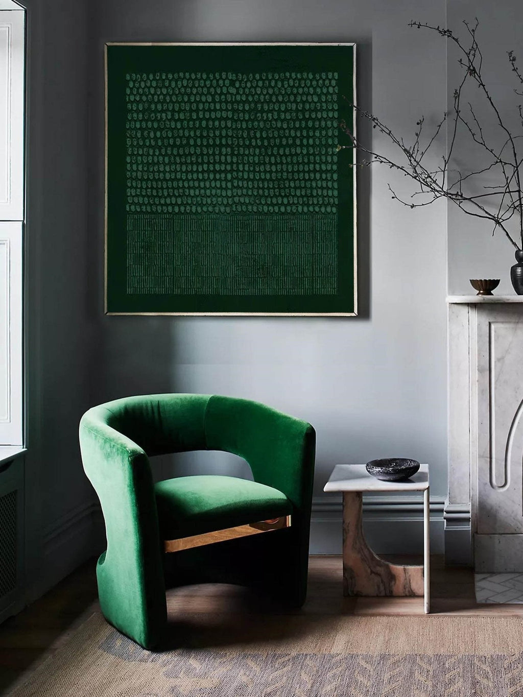 Green Textured Plaster Wall Art Square – SJ#0012
