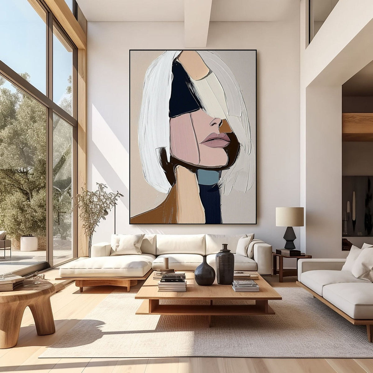 Abstract Geometric Woman Portrait _ Modern Face Canvas -SJ#0347