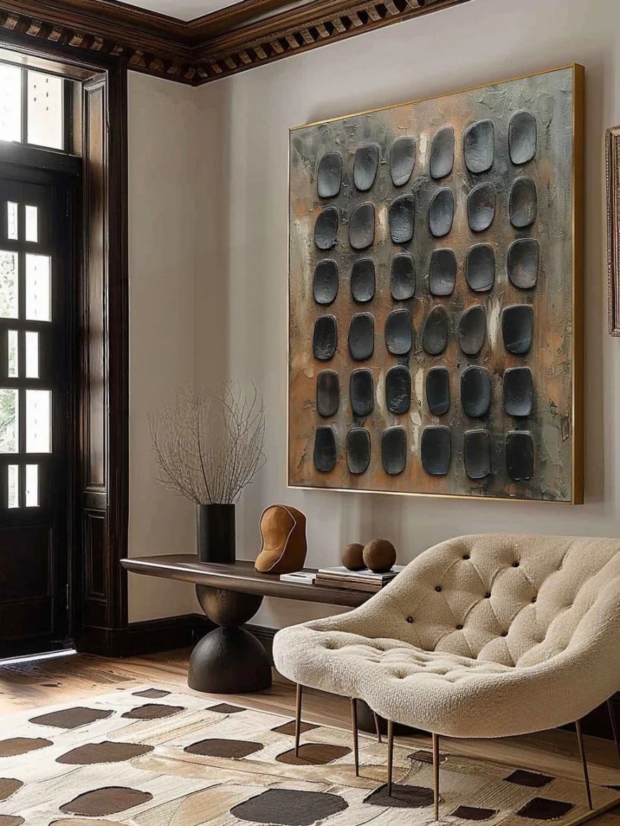 3D Textured Grid Wabi-Sabi Wall Art – SJ#0020