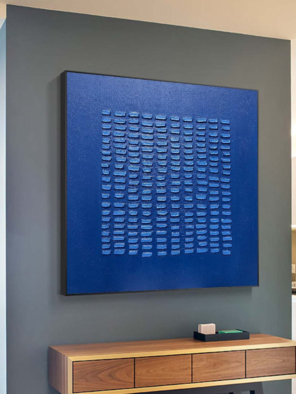 Blue Textured Plaster Wall Art Square –SJ#0013