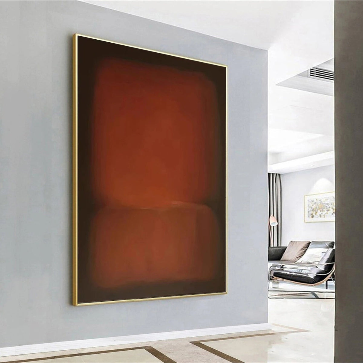 Large Moody Rust Abstract Canvas Art Mark Rothko Style Oil Painting Mid-century Modern Wall Art - View 6 | Seegart Abstract Art