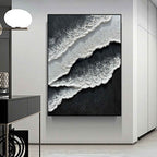 3d Black White Wave Painting On Canvas Minimalist Bl-SJ#0207