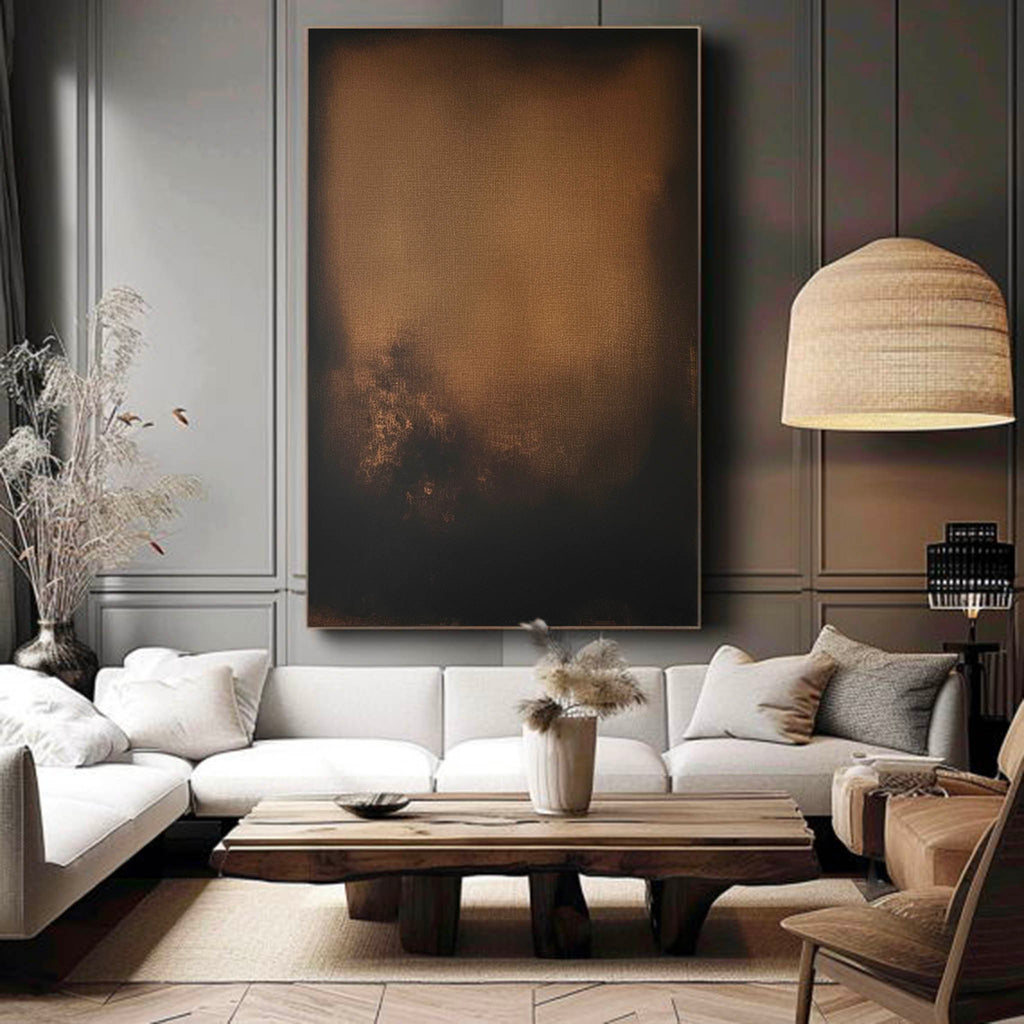 Black Minimalist Wall Art Black Brown Abstract Painting Wabi Sabi Wall Art Large Neutral Wall Decor-SJ#0253