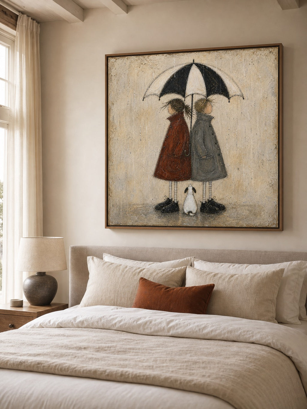 Couple Wall Art Romantic Umbrella Oil Painting For Wedding Gift Decor-SJ#0183