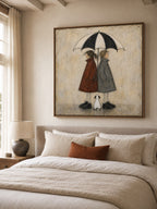 Couple Wall Art Romantic Umbrella Oil Painting For Wedding Gift Decor-SJ#0183